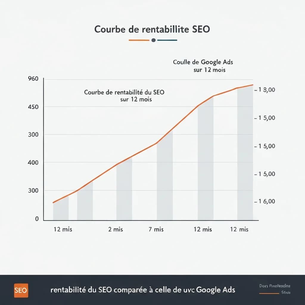 Courbe de rentabilité du SEO comparée à celle de Google Ads sur 12 mois