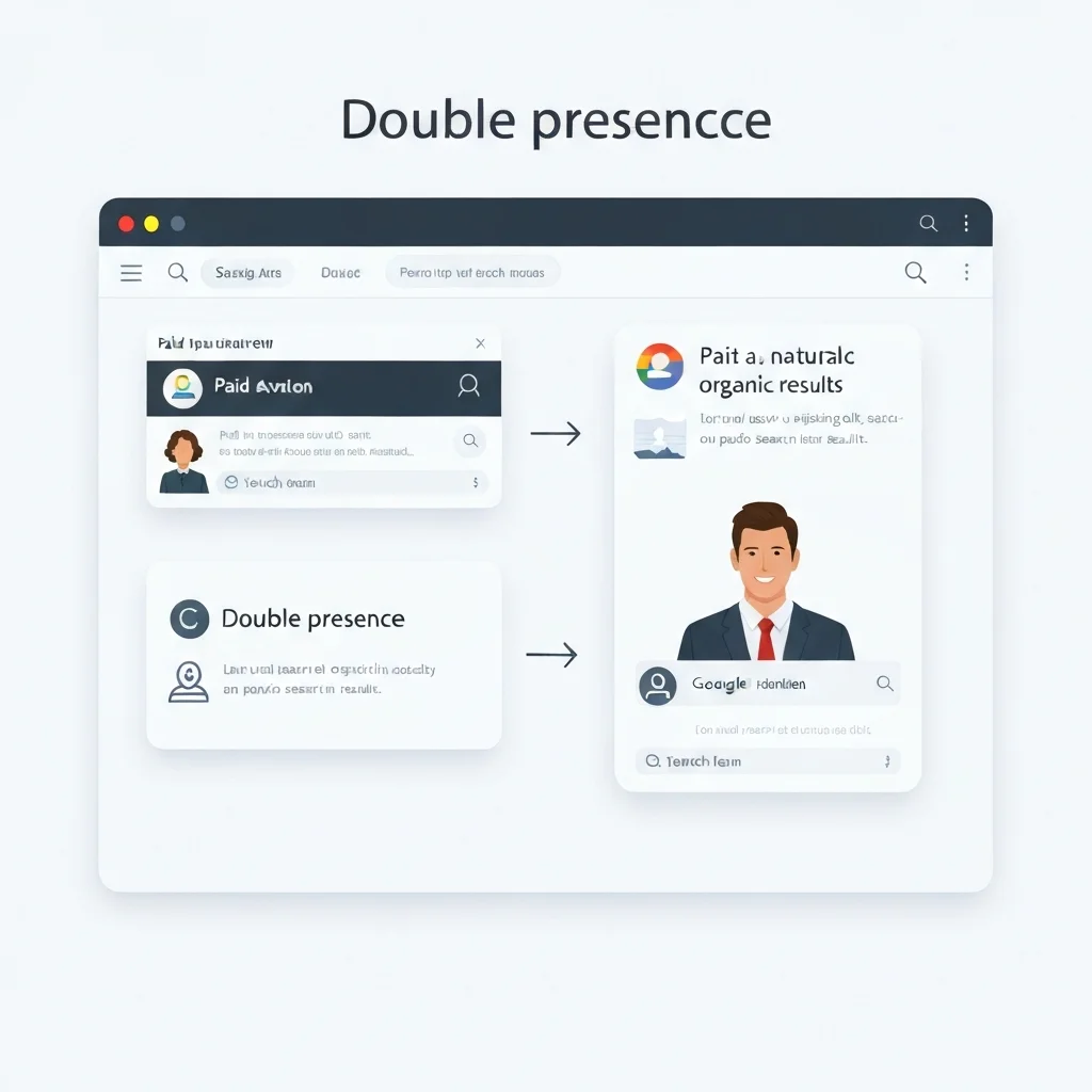 Exemple de double présence sur Google : annonce payante et résultat naturel de la même entreprise