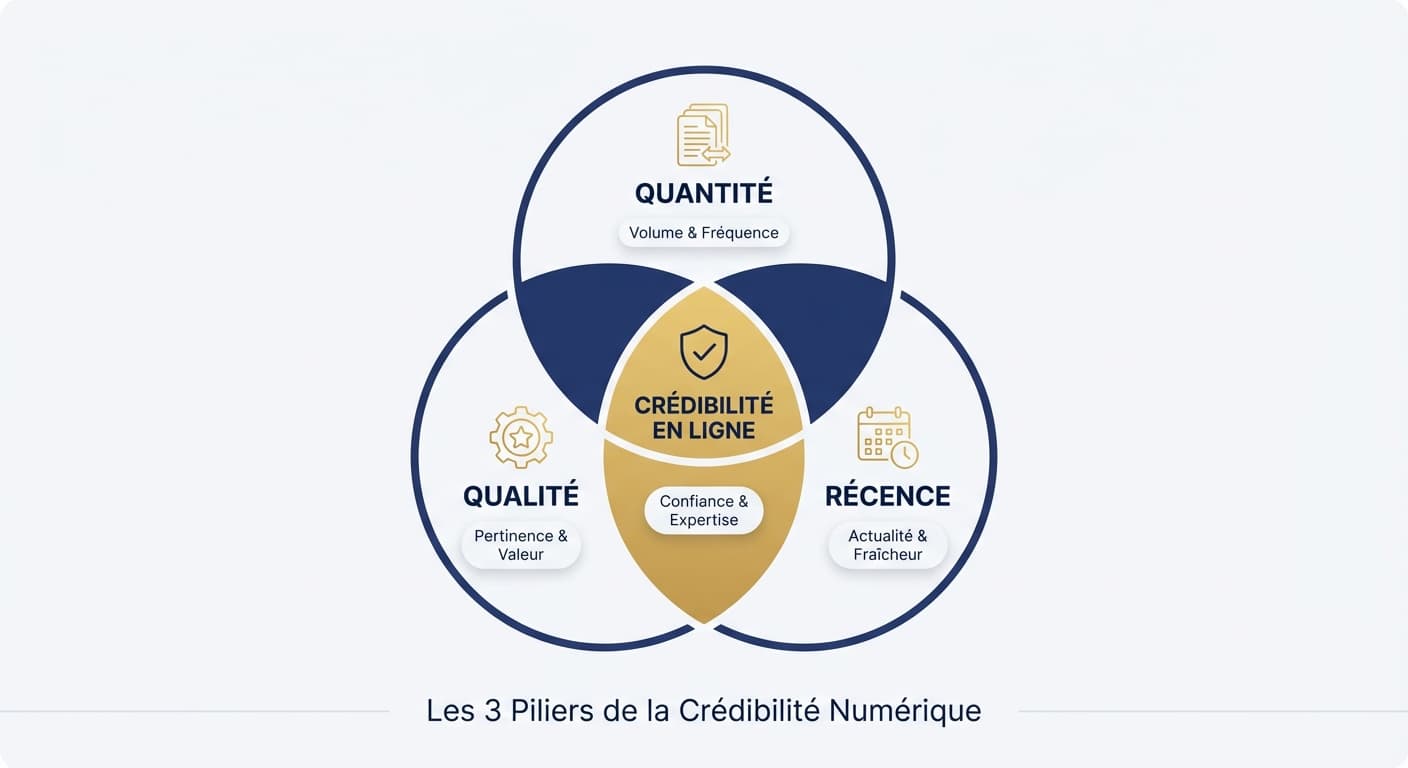 Les 3 piliers de la crédibilité en ligne : quantité, qualité et récence