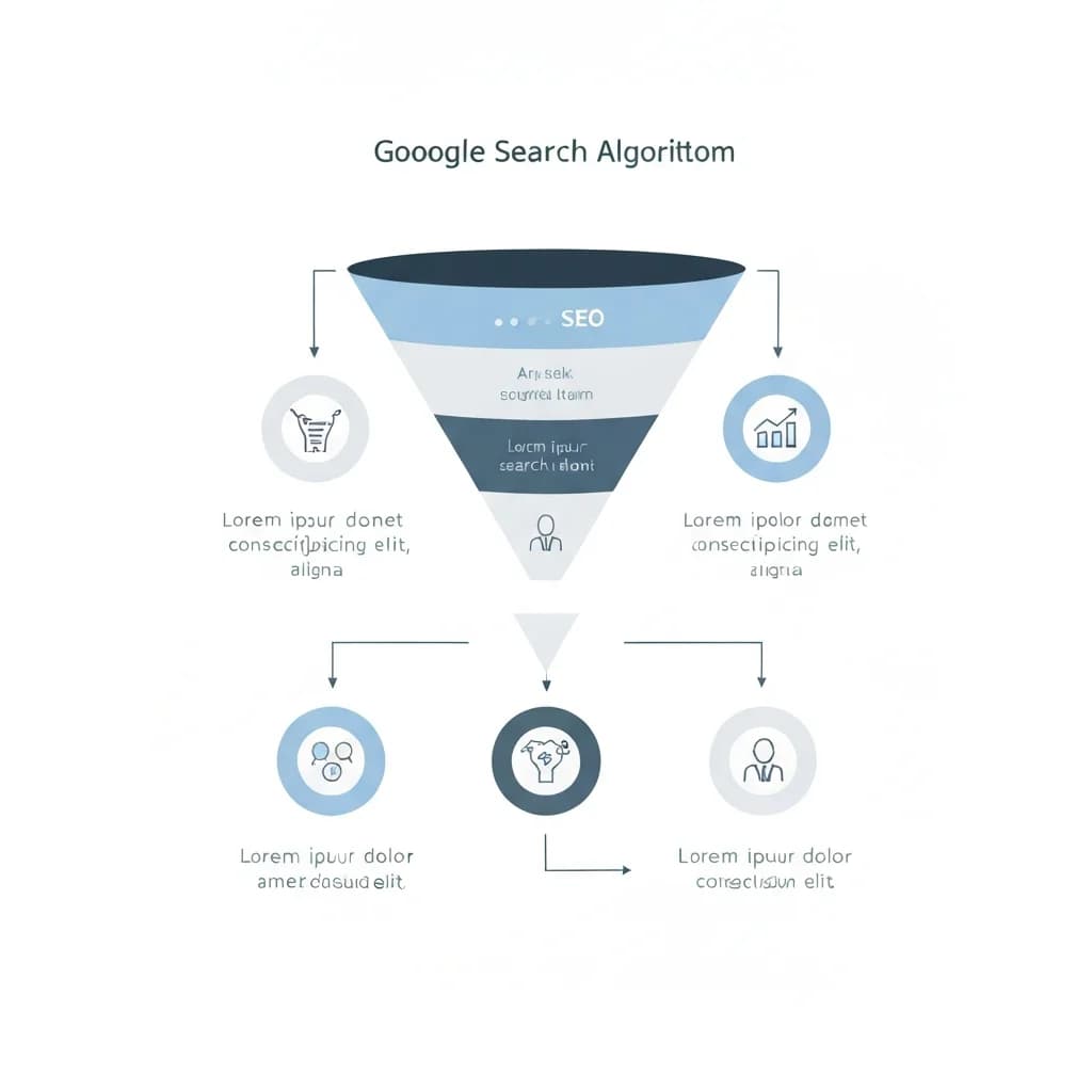 Schéma simplifié du fonctionnement de l'algorithme Google en entonnoir