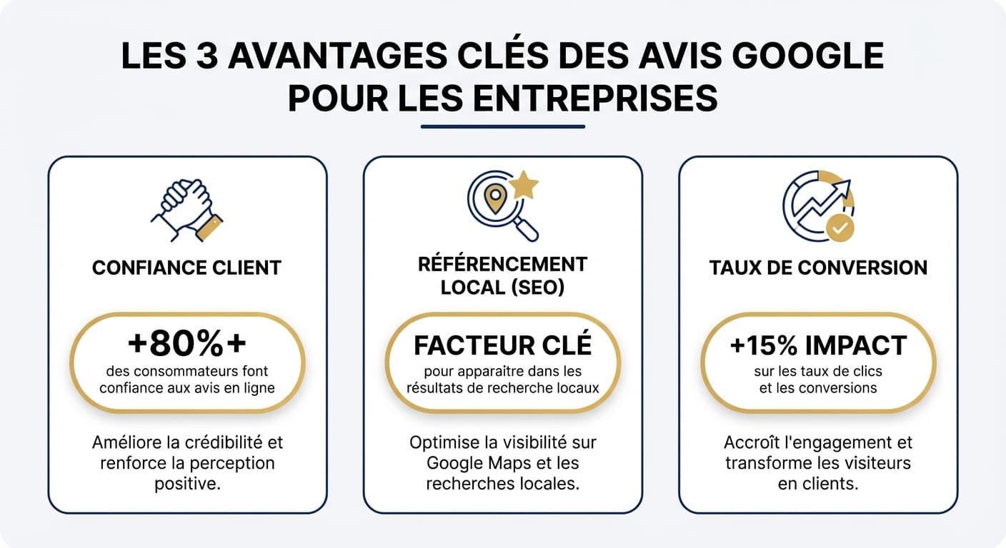 Les 3 bénéfices clés des avis Google pour une entreprise