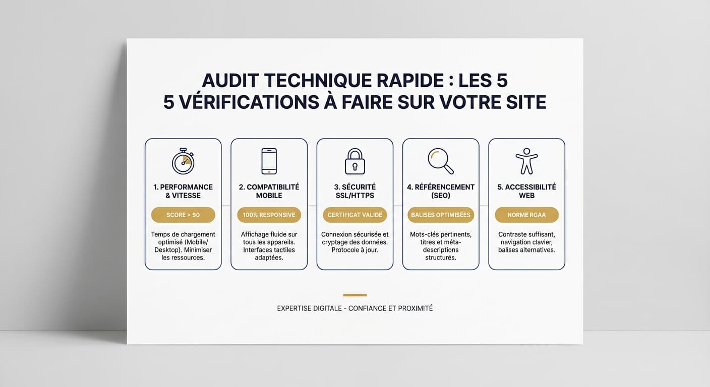 Audit technique rapide : les 5 vérifications à faire sur votre site