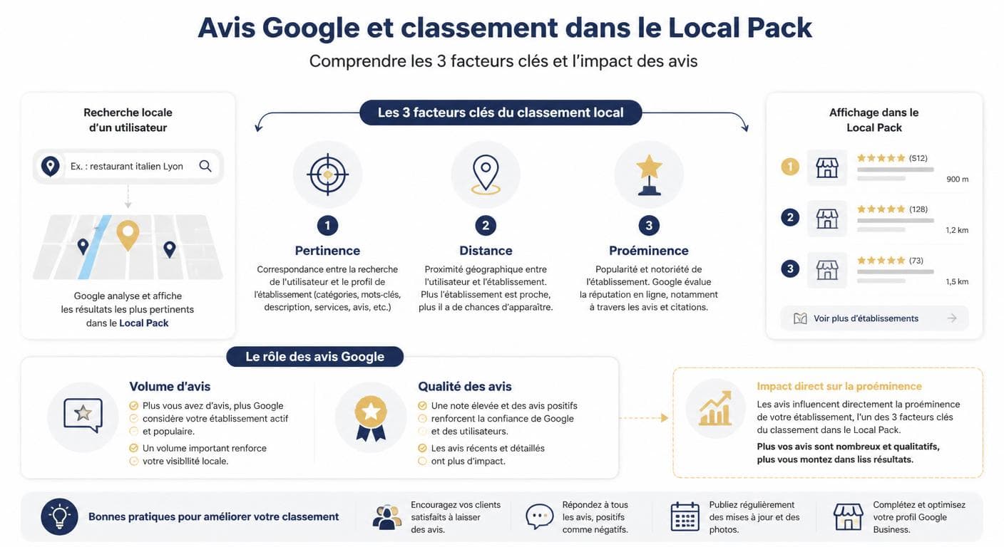 Comment les avis Google influencent votre position dans le Local Pack