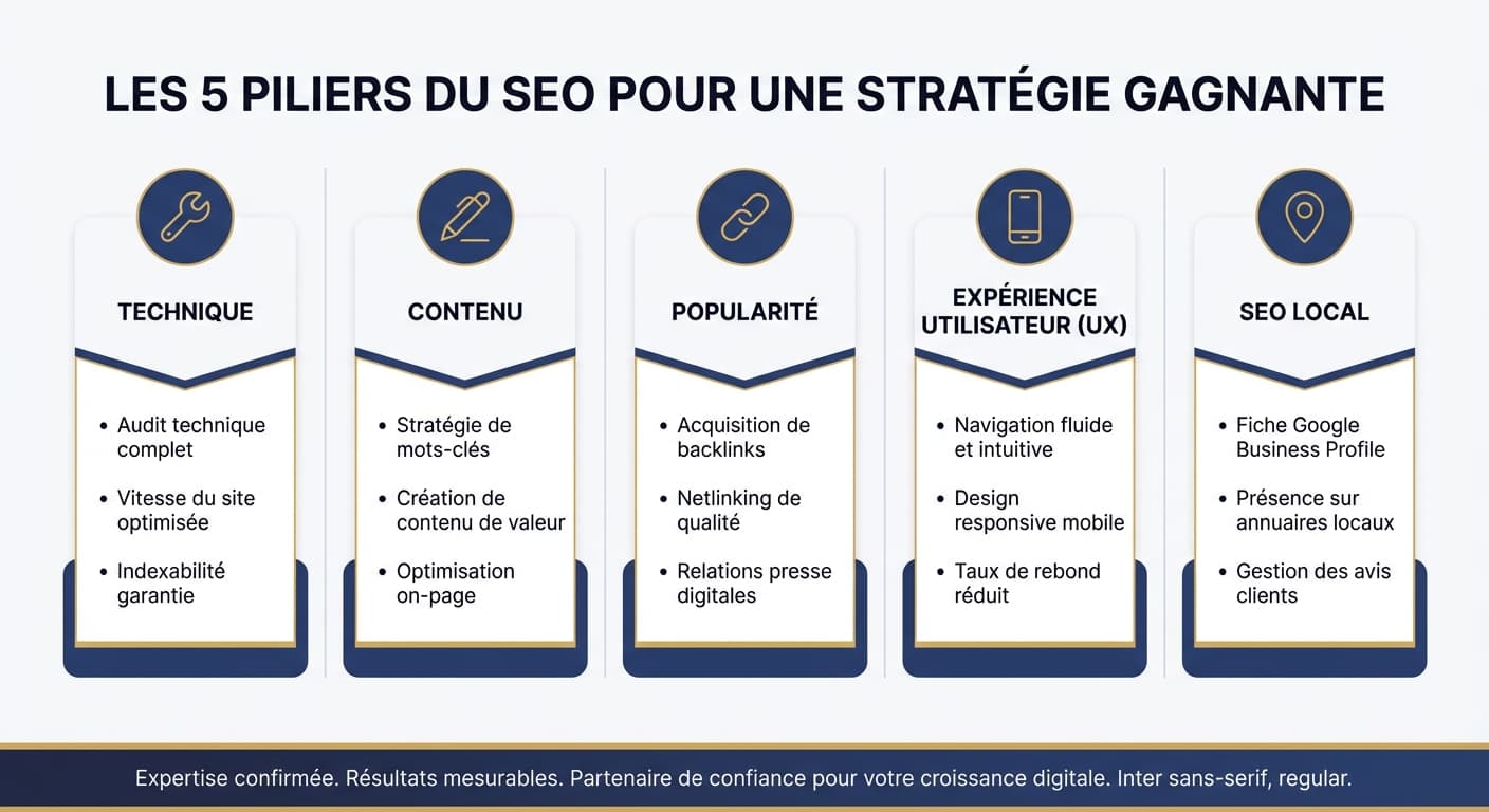 Les 5 piliers du SEO adaptés à chaque métier