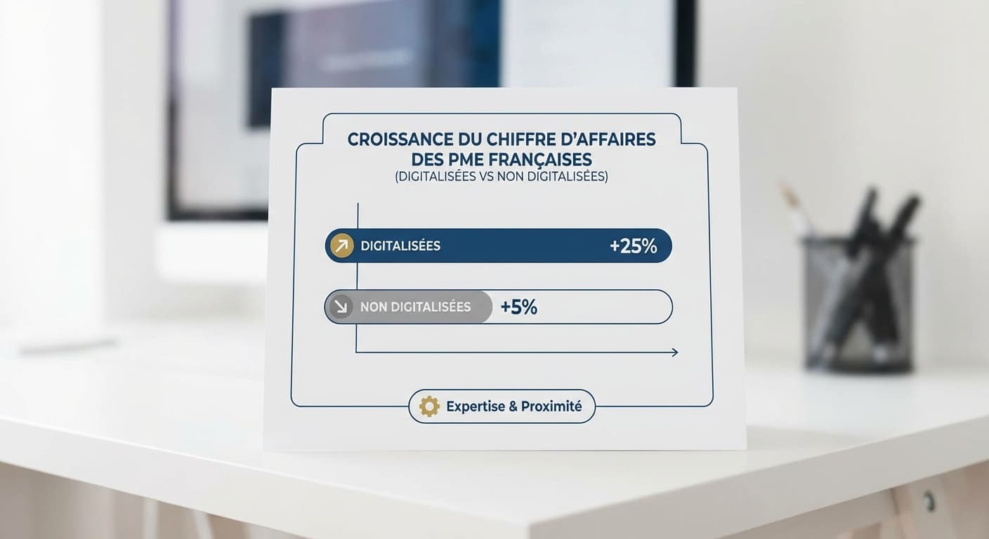 Croissance du chiffre d'affaires des PME digitalisées vs non digitalisées