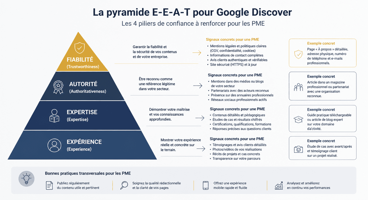Pyramide E-E-A-T appliquée à Google Discover