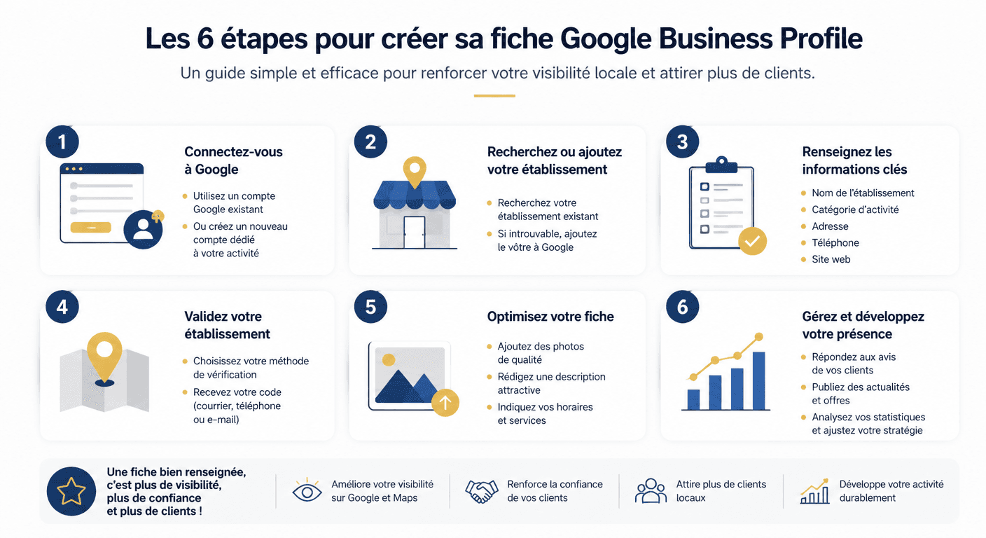 Les 6 étapes pour créer sa fiche Google Business Profile