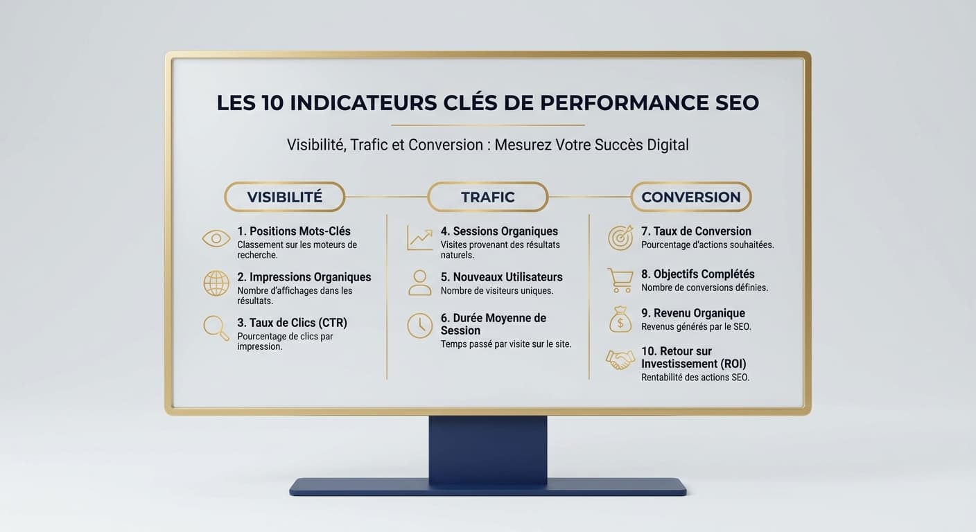 Infographie des dix indicateurs clés d'un avant/après en référencement