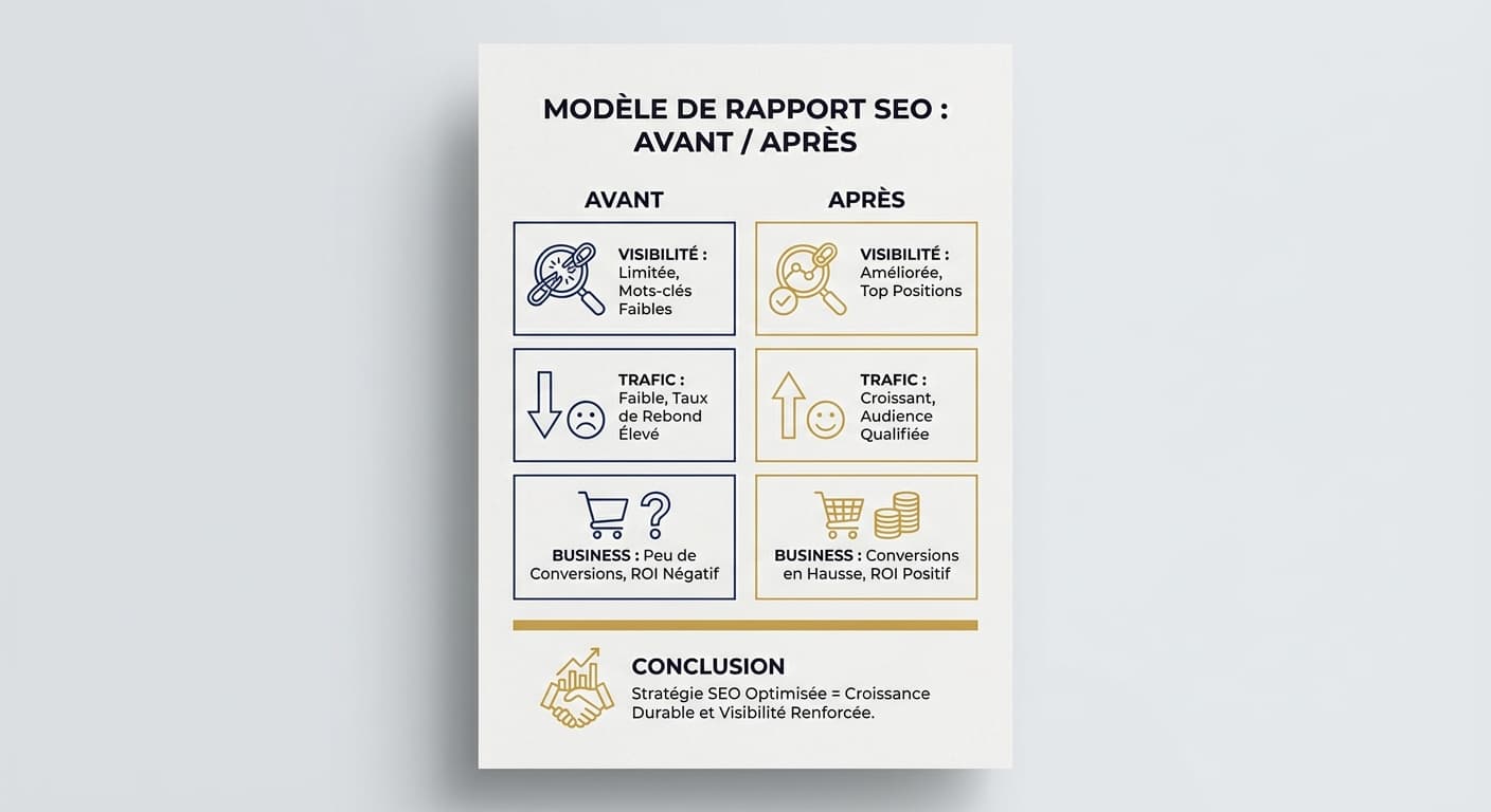 Modèle de rapport avant/après en référencement sur une page