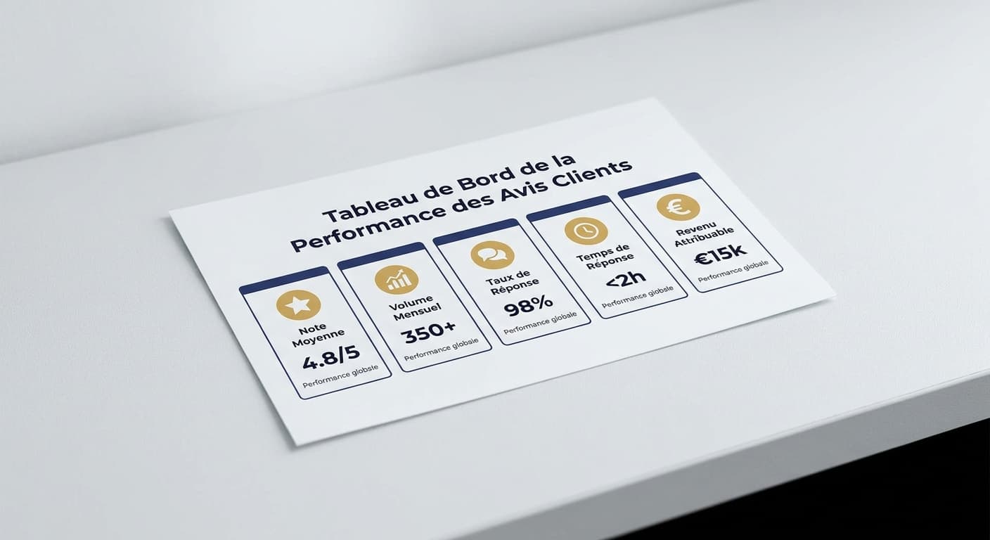 Tableau de bord des indicateurs clés des avis clients sur les réseaux sociaux