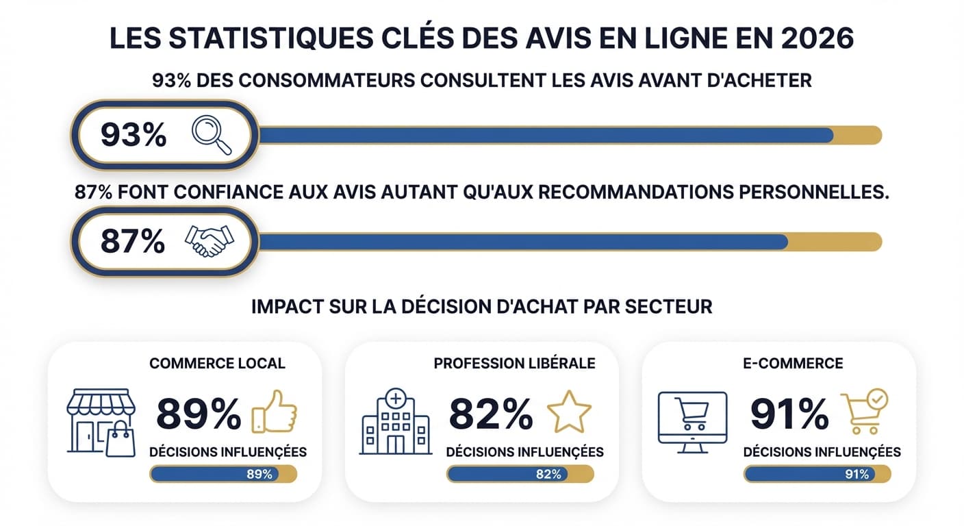 Statistiques clés des avis en ligne en 2026 et leur impact sur la décision d'achat