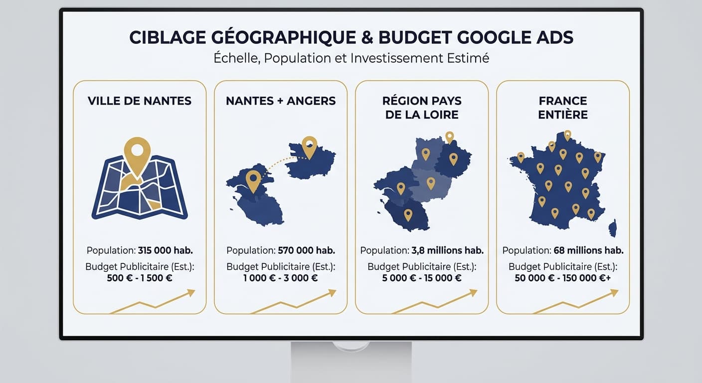 Infographie de l'impact de la géolocalisation sur le budget Google Ads