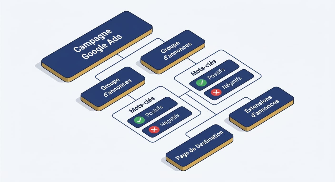 Anatomie d'une campagne Google Ads structurée pour PME