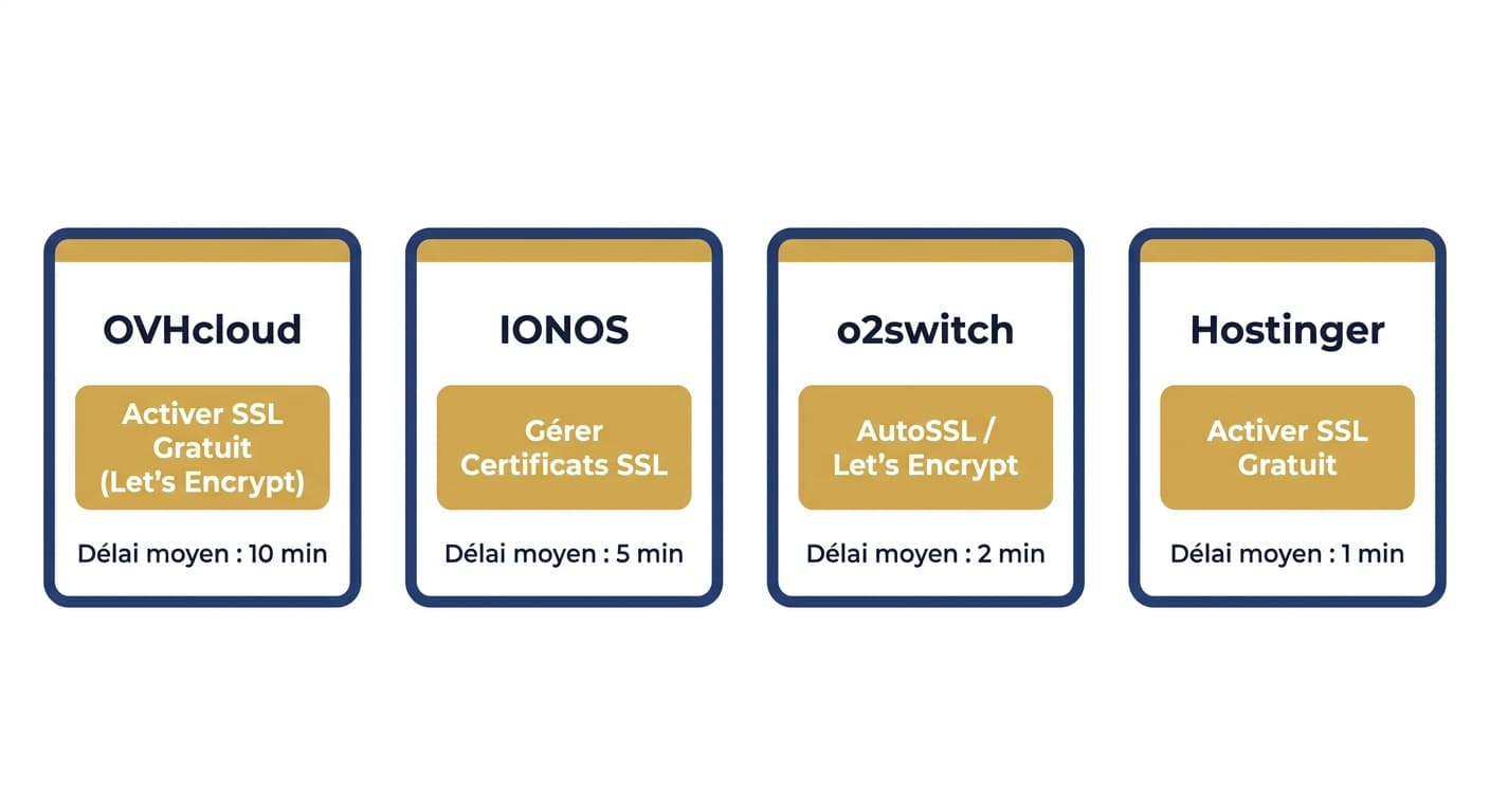 Comparatif des procédures d'activation d'un certificat SSL gratuit selon les principaux hébergeurs français