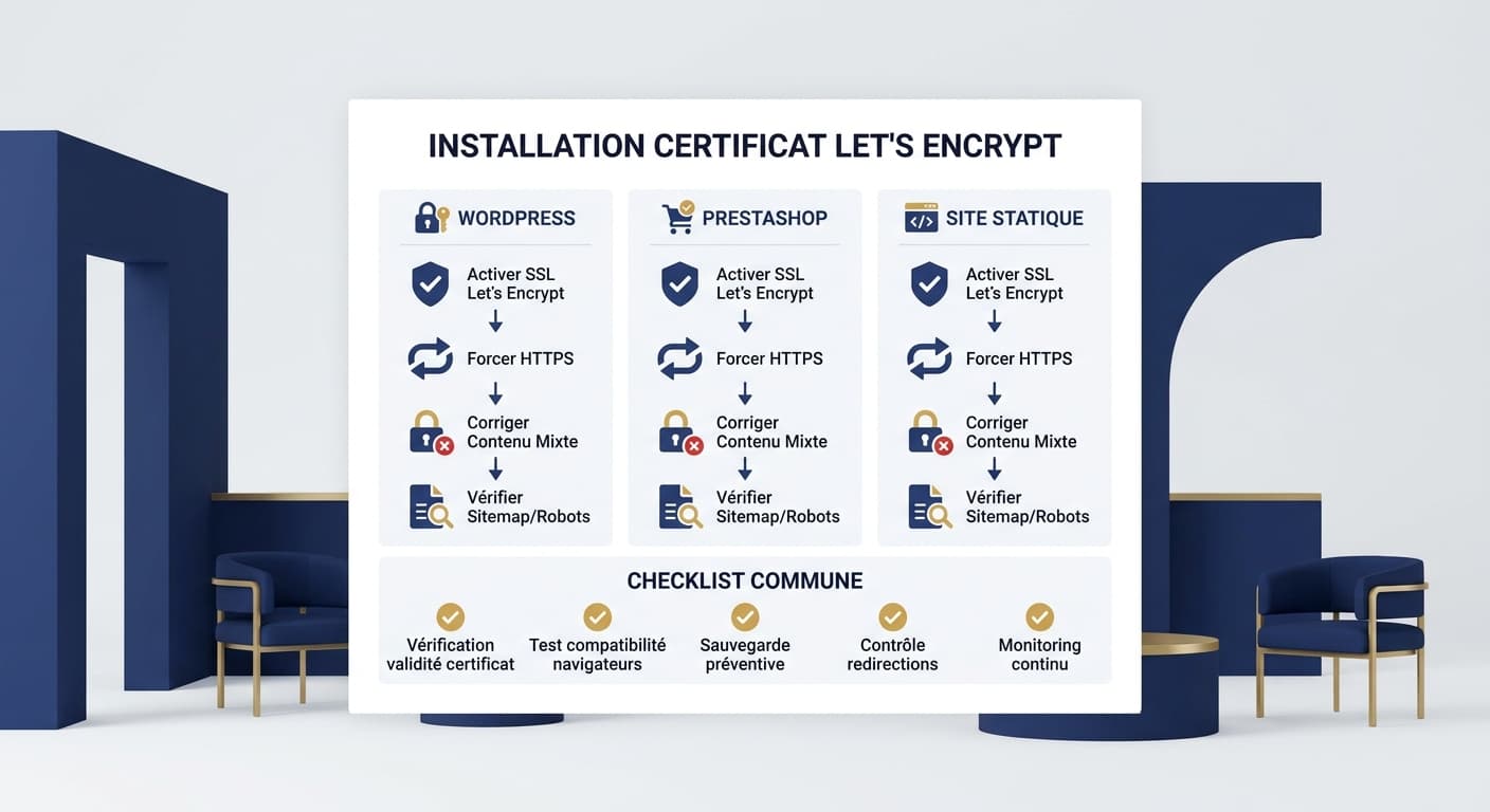 Procédure d'installation d'un certificat Let's Encrypt sur WordPress, Prestashop et un site vitrine