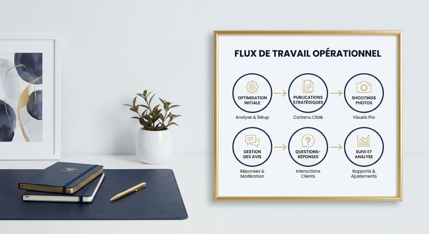 Workflow de gestion d'une fiche Google Business Profile
