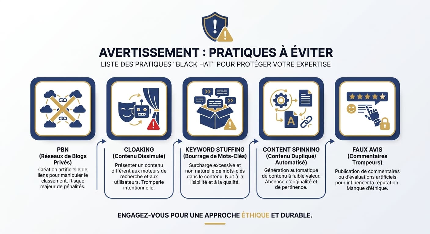 Pratiques black hat à éviter dans le choix d'une agence SEO