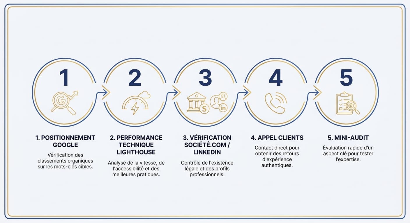 Processus en cinq étapes pour vérifier la compétence d'une agence SEO