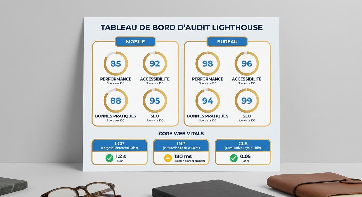 Tableau de bord d'audit de performance Lighthouse