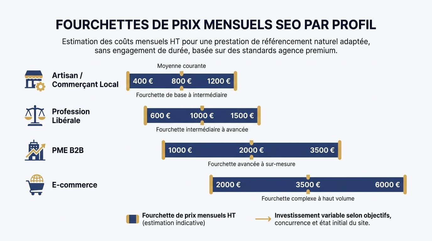 Fourchettes de tarifs SEO par profil d'entreprise