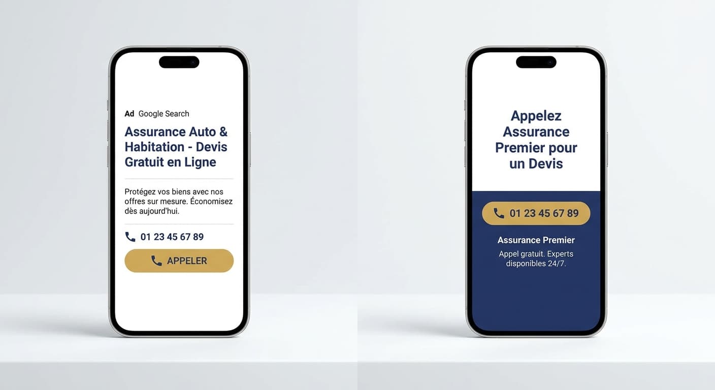 Comparatif visuel call extension et call-only ad