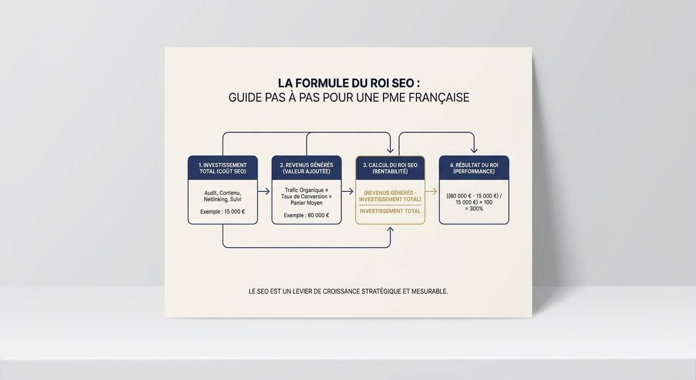 Formule du retour sur investissement SEO illustrée par un exemple concret de PME