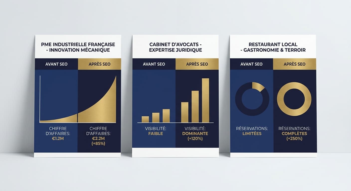 Études de cas comparées : impact du référencement naturel sur une PME, un cabinet d'avocats et un restaurant