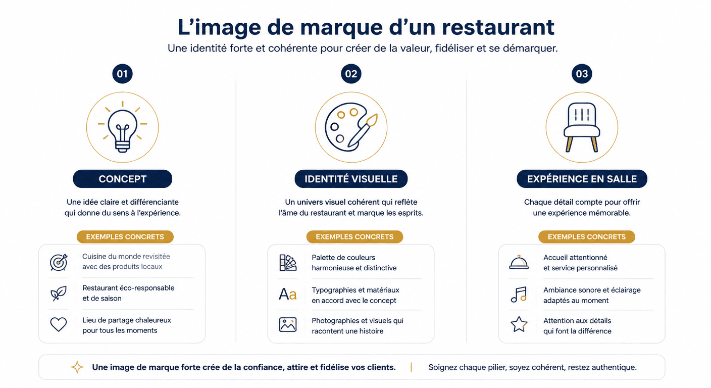 Les trois piliers d'une image de marque de restaurant qui attire des clients