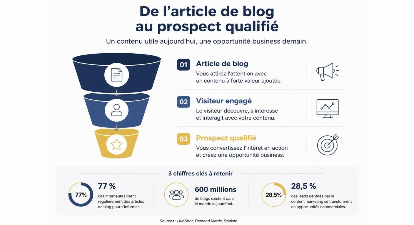 Infographie illustrant l'impact d'un article de blog sur l'acquisition de prospects qualifiés