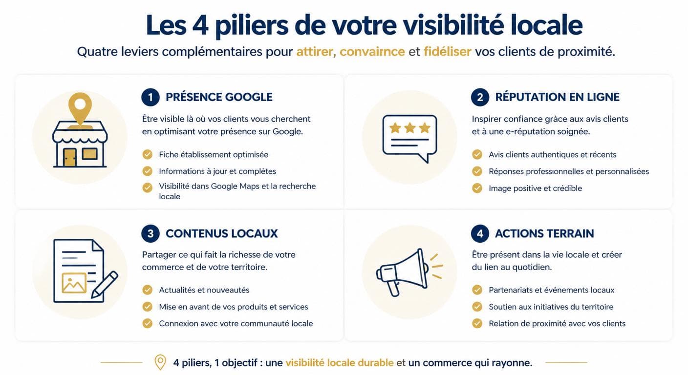 Les quatre piliers de la visibilité locale d'un commerce