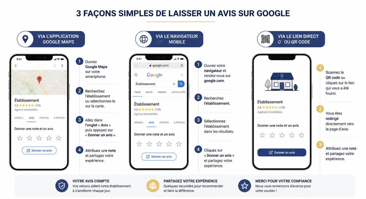 Trois méthodes pour laisser un avis Google depuis un smartphone