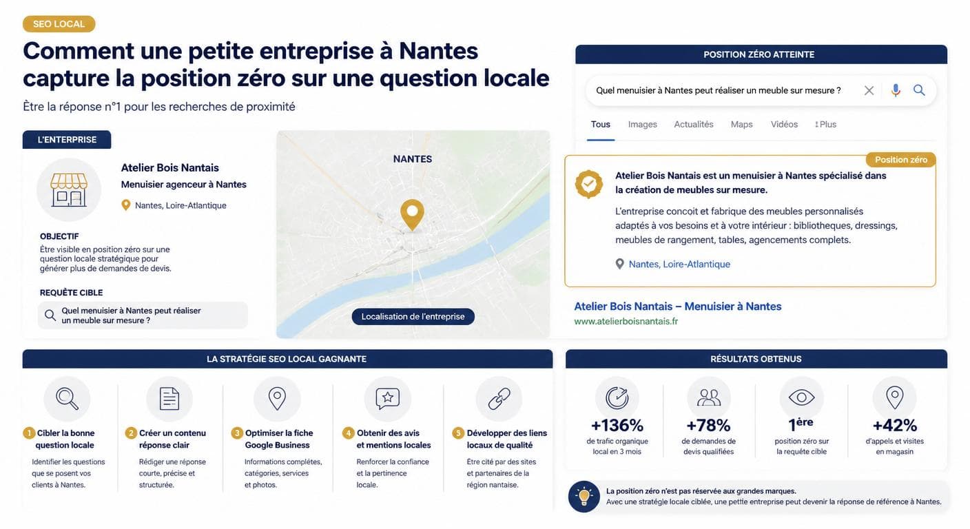 Infographie position zéro et SEO local pour une TPE à Nantes