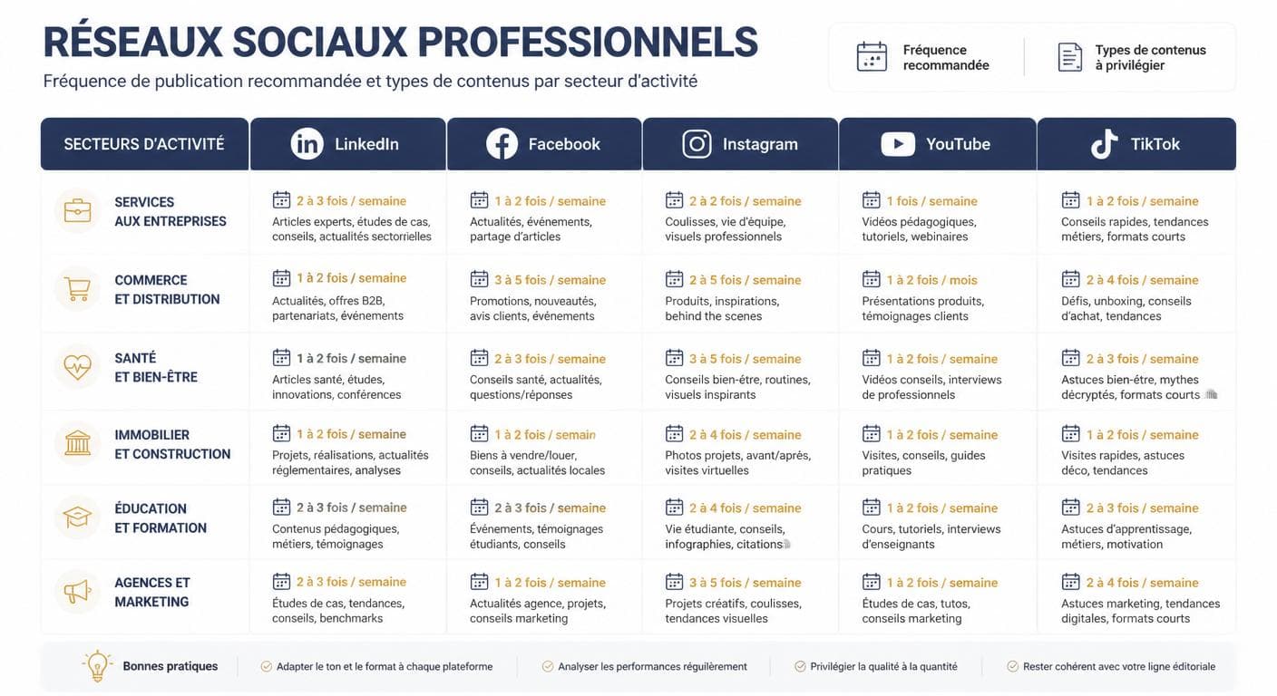 Matrice métiers et réseaux sociaux recommandés