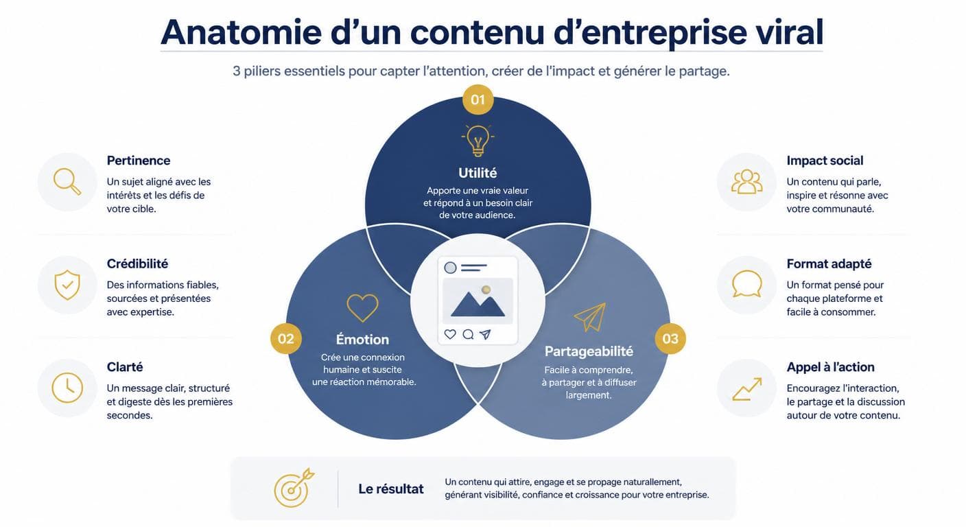 Infographie présentant l'anatomie d'un contenu viral pour entreprise