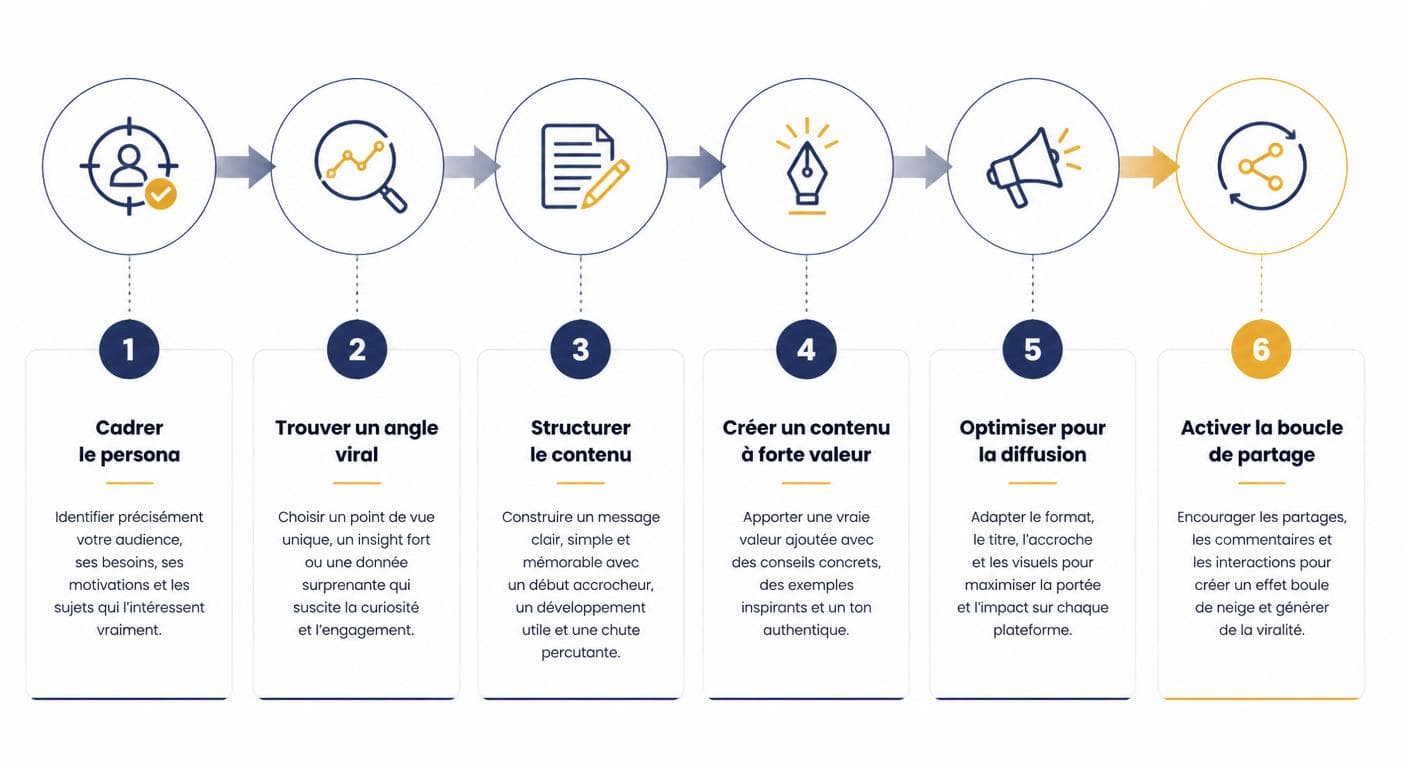 Infographie de la méthode 6 étapes pour créer un contenu marketing viral