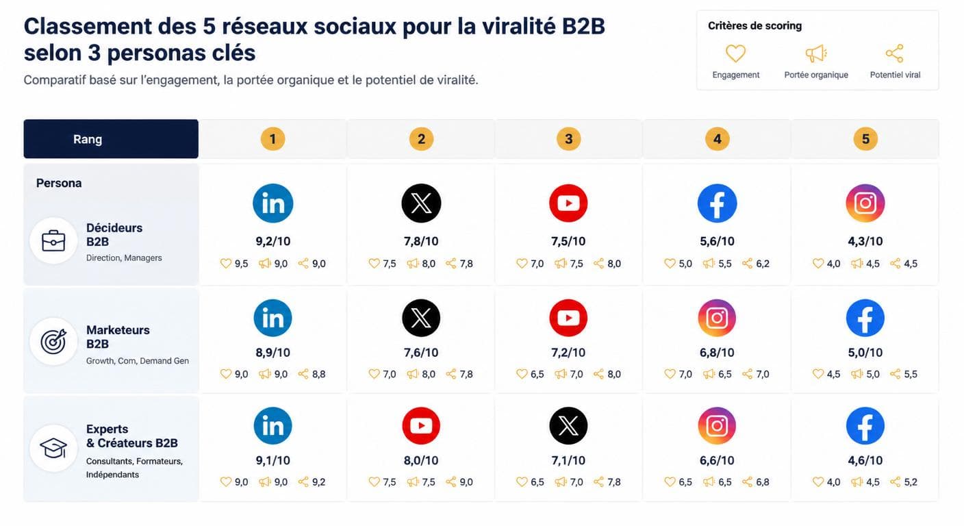 Infographie comparant les réseaux sociaux pour une publication virale pour entreprise