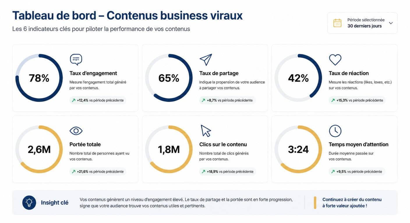 Infographie du tableau de bord ROI d'un contenu d'entreprise à fort partage