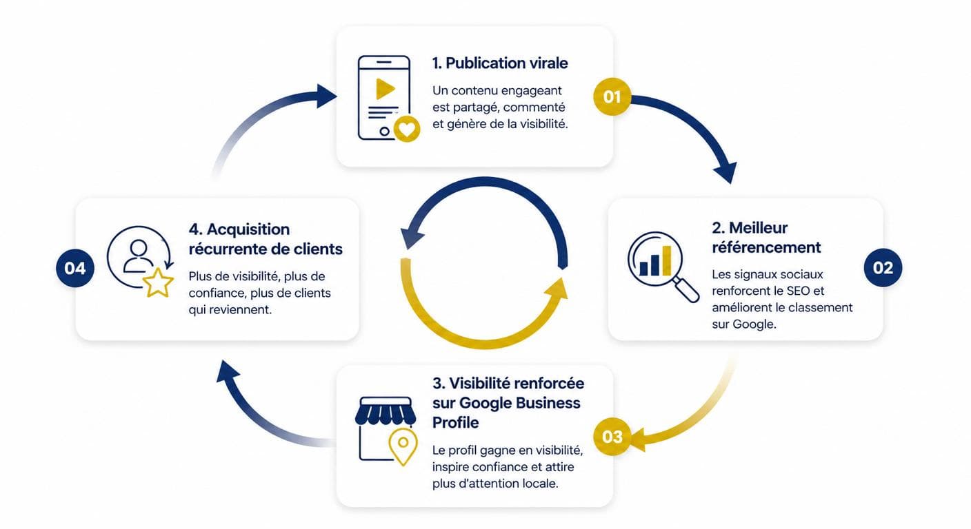 Infographie de la boucle viralité SEO durable pour une PME