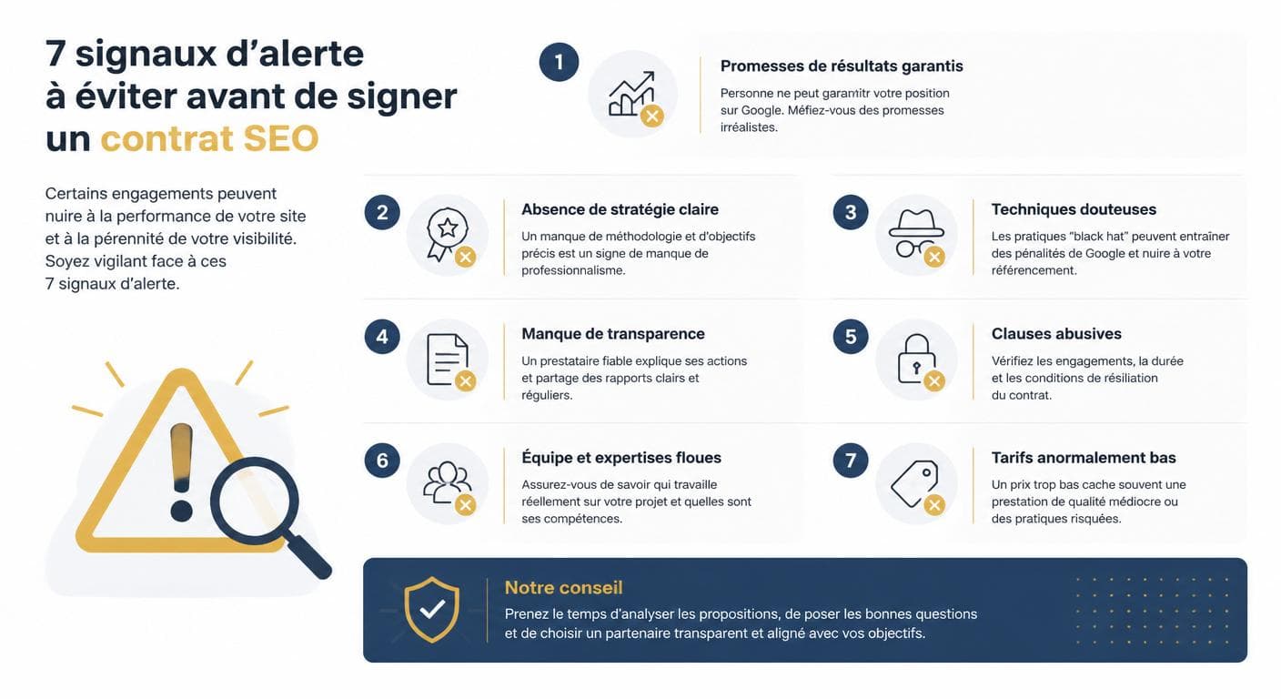 Sept signaux d'alerte à repérer avant de signer un contrat de référencement