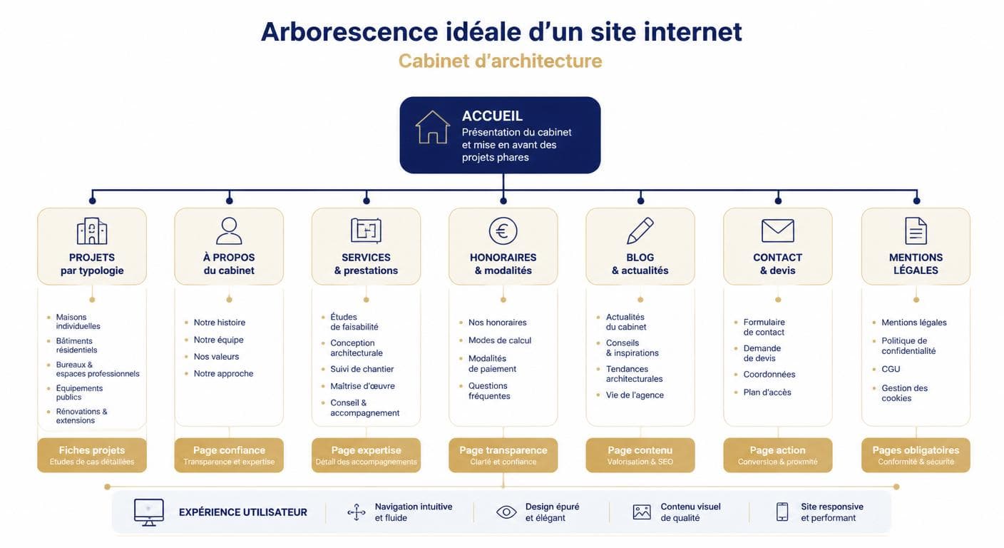 Arborescence type du site internet d'un cabinet d'architecture