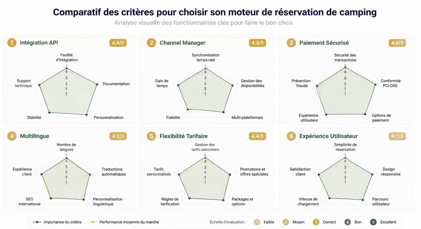 Infographie des critères de sélection d'un moteur de réservation camping