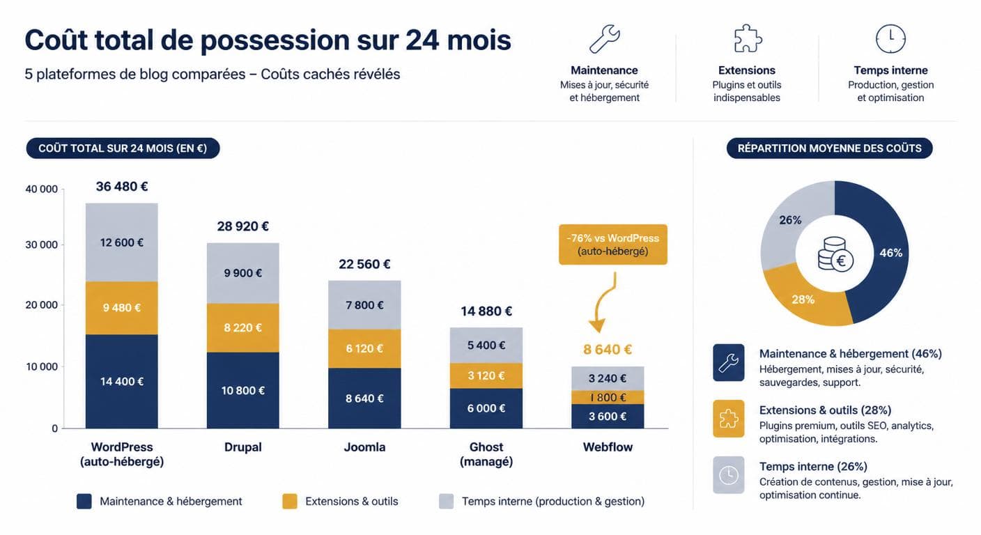 Coût total de possession d'un blog professionnel sur 24 mois