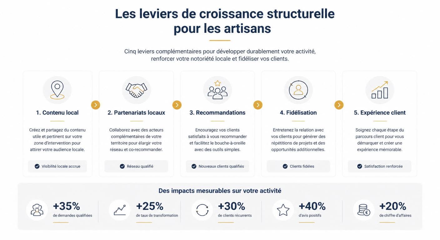 Infographie des leviers structurels de croissance pour artisan