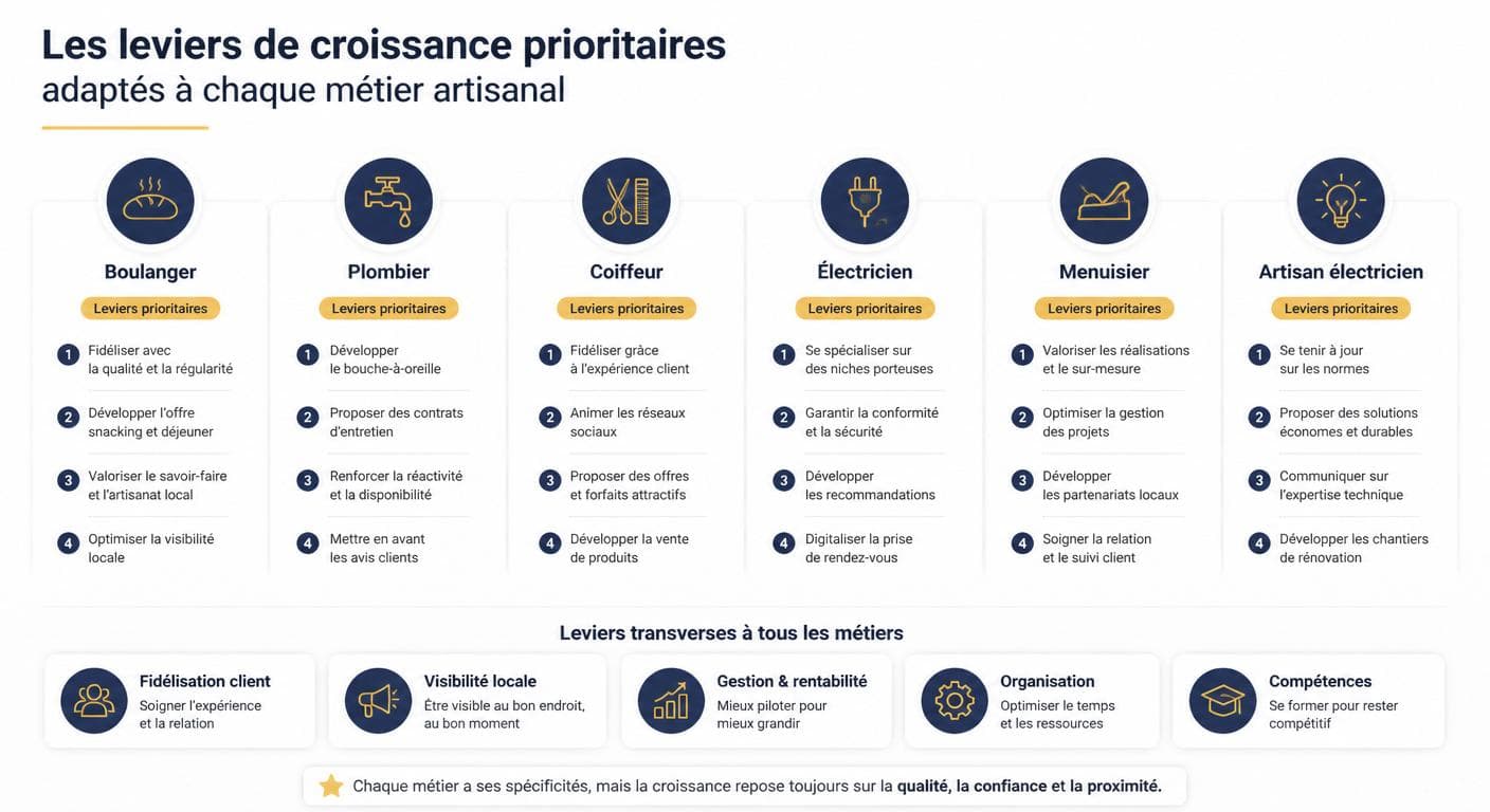 Infographie de la priorisation des leviers par métier artisanal