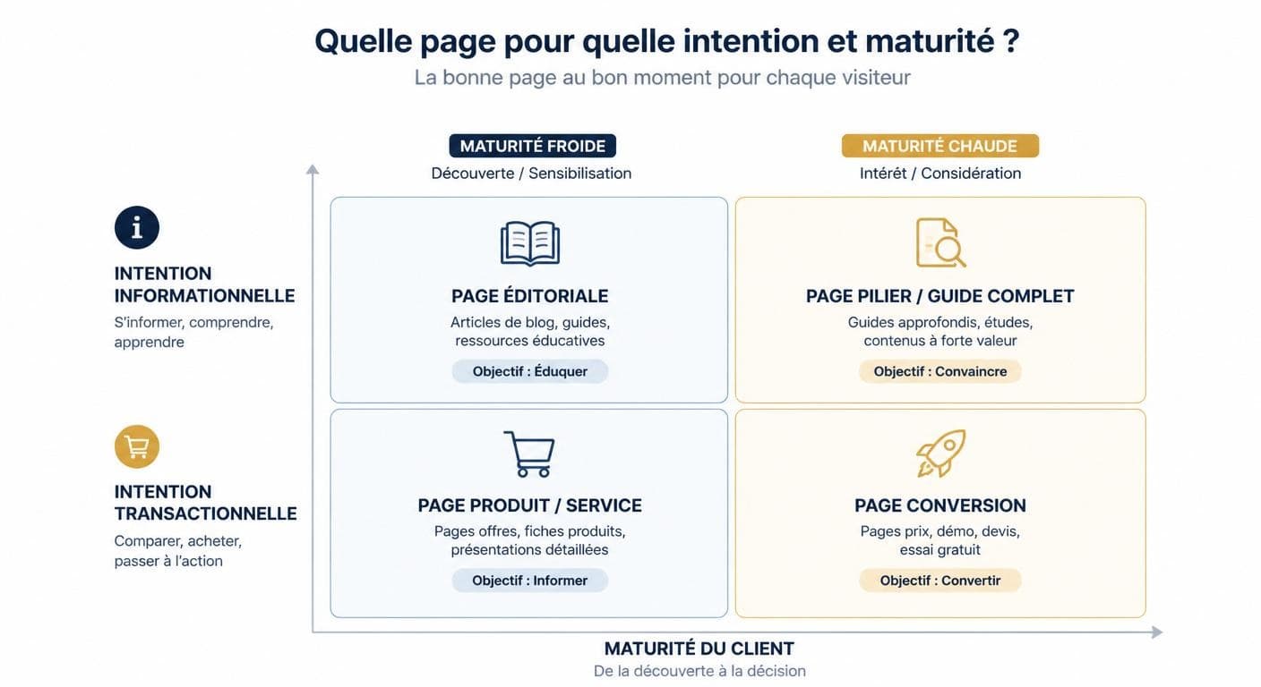 Matrice intention de recherche croisée avec maturité du client idéal