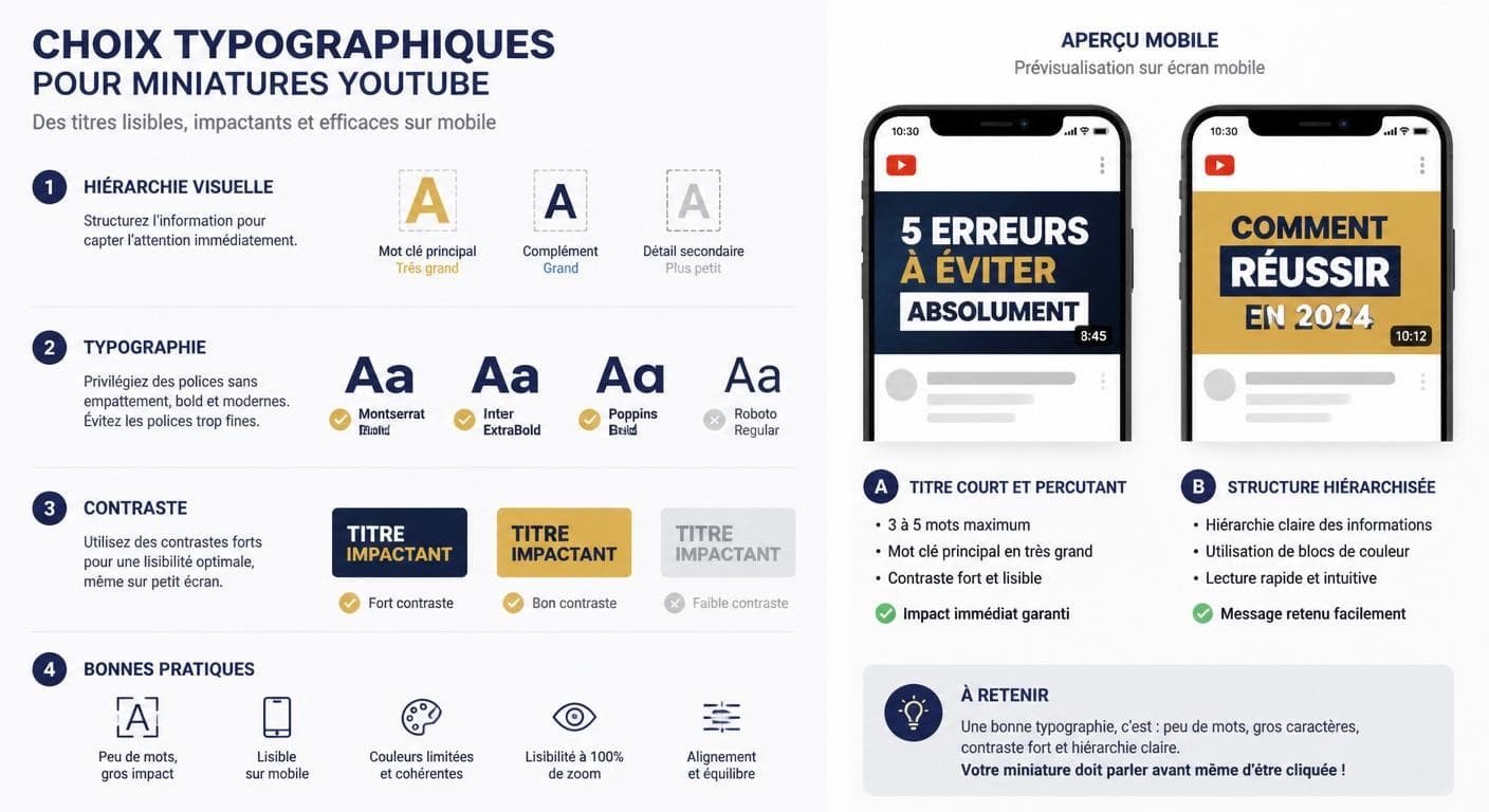 Illustration des bonnes pratiques de typographie pour une miniature YouTube