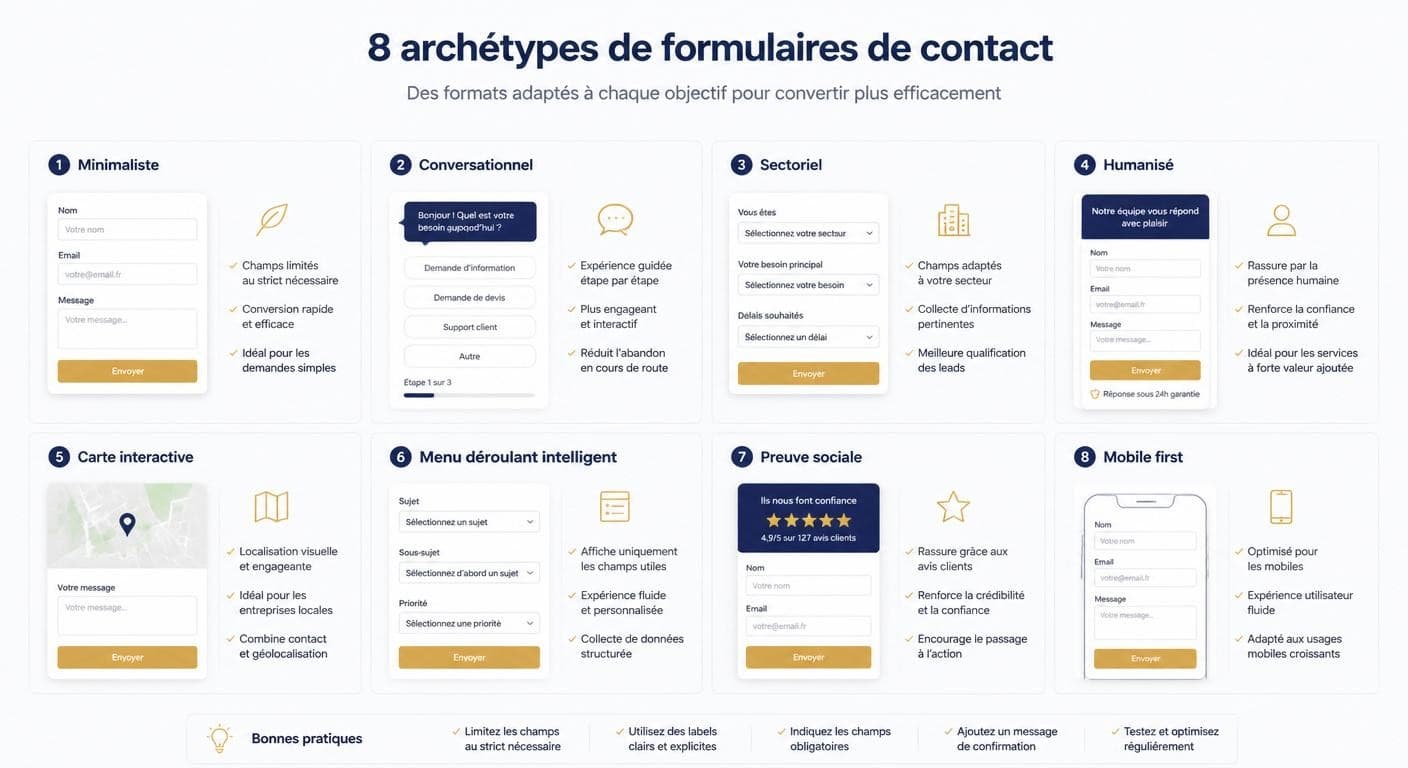 8 archétypes de formulaires de contact site web qui convertissent