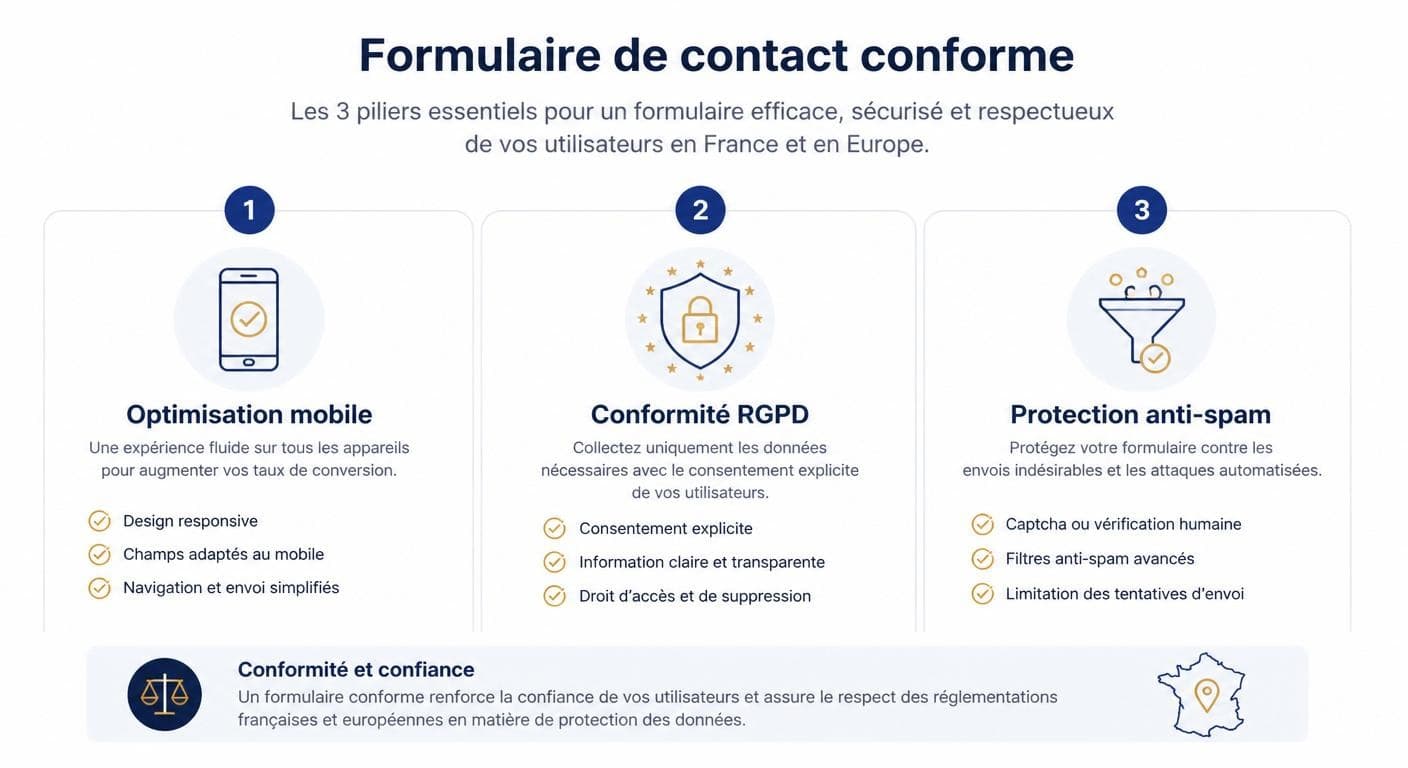 Les 3 piliers de la conformité d'un formulaire de contact site web