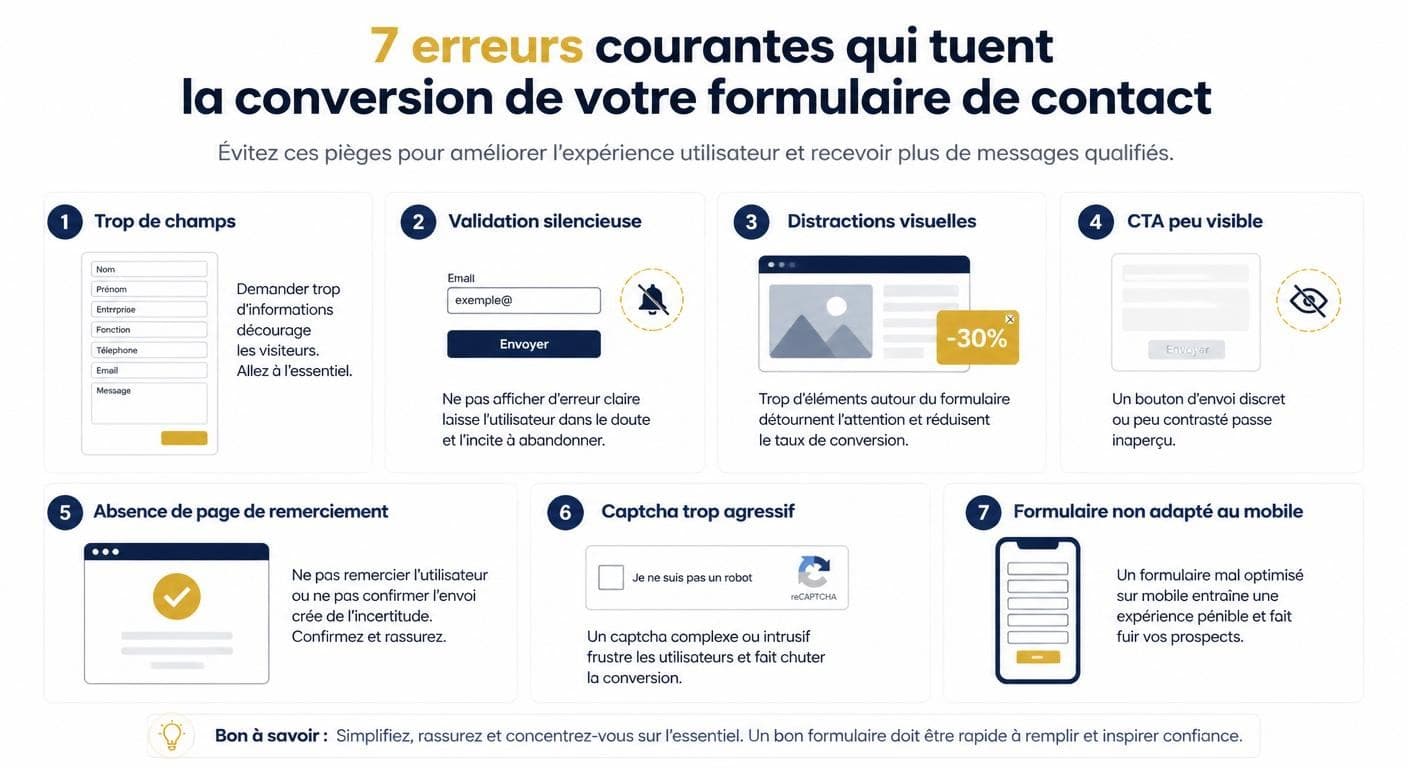 7 erreurs fréquentes qui plombent un formulaire de contact site web