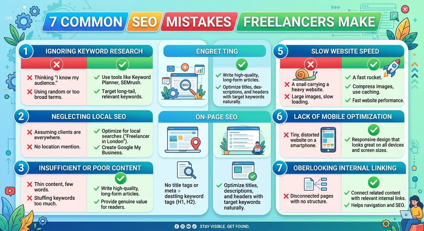 Les 7 erreurs SEO courantes des freelances avec les solutions pour chaque